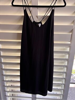 Cuyana Black Double-Strap Slip Mini Dress